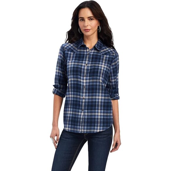 Ariat Tops - Ariat REAL Women's 2XL Long Sleeve Billie Jean Plaid Button Down Shirt - Blue